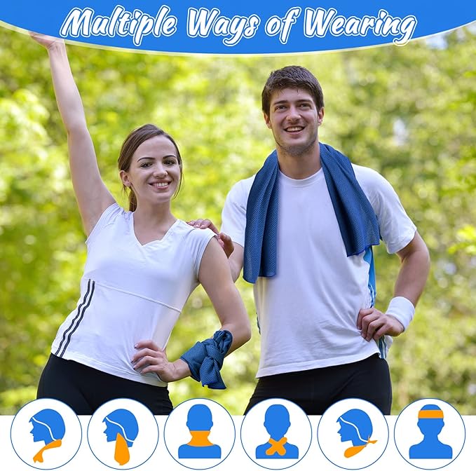 20 Pcs Cooling Towel 40 x 12 Ice Towel for Neck and Face Microfiber Chilly with Bag Breathable Yoga Gym Stay Cool Towels Sweat Rag for Workout Running Camping Pilates Beach Accessories (Royal Blue)-StrideForce Fitness