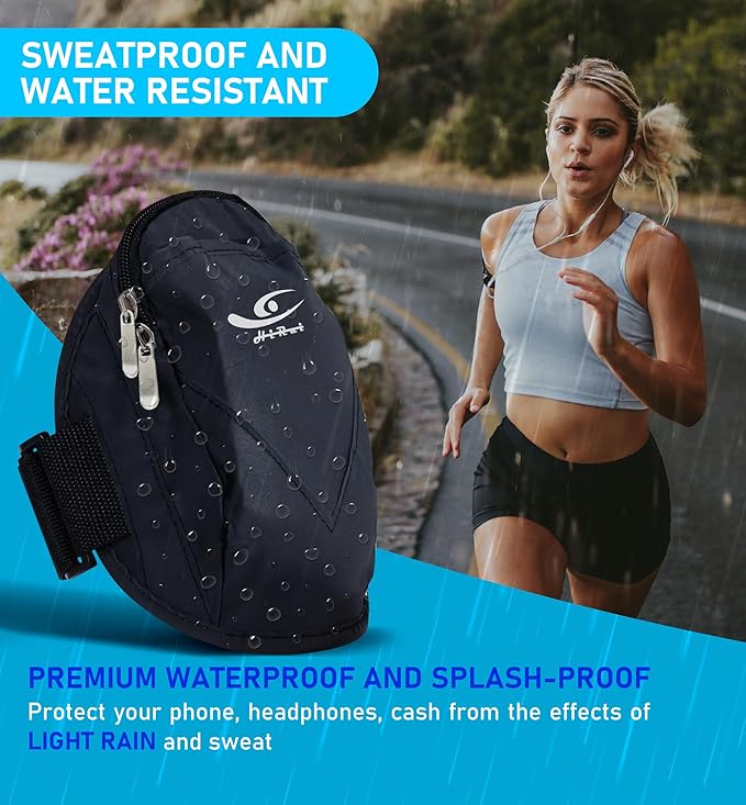 HiRui Universal Comfort Armband Phone Holder Running Armband Adjustable Wristband Phone Holder for Exercise Workout Compatible with iPhone 16/15/14/13/Plus/Pro Samsung Galaxy All Phones (Black)-StrideForce Fitness