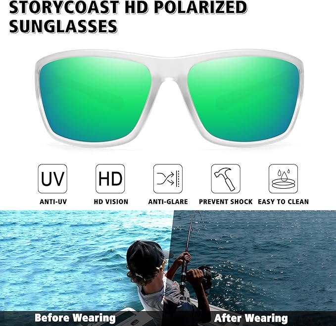 STORYCOAST Polarized Sports Sunglasses for Men Women Unbreakable Frame Cycling Fishing Driving-StrideForce Fitness