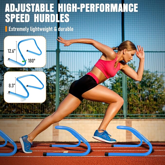 Agility Ladder, Speed Training Equipment Set, 20ft Agility Ladder, 12 Soccer Cones, 4 Hurdles, Jump Rope, Running Parachute, Basketball Football Soccer Training Equipment for Kids, Youth, Adults-StrideForce Fitness
