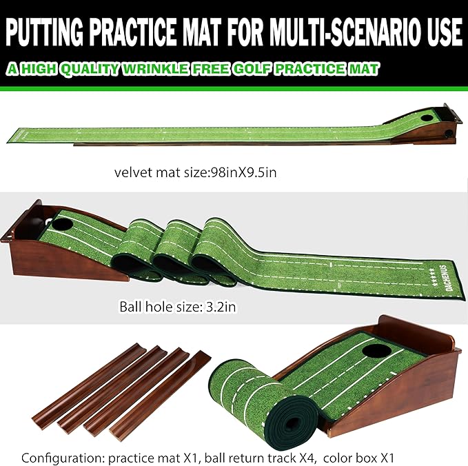 Putting Green Indoor Mat Outdoor Golf Putting Mat with Automatic Ball Return - Ideal for Home, Office, and Outdoor Use-StrideForce Fitness
