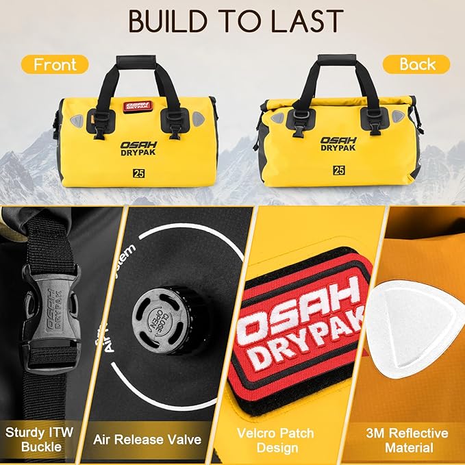 Waterproof Duffel Bag - Motorcycle Dry Bag Tail Bag with Large Storage Space, Waterproof Luggage Duffle Bags with Outer Mesh Zipper Pocket for Camping, Kayaking, Fishing & Traveling-StrideForce Fitness