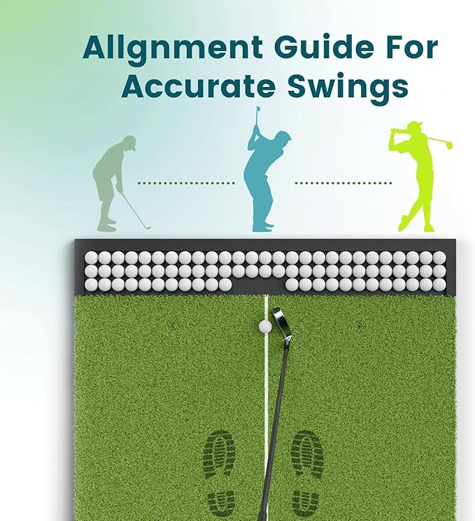Golf Hitting Mat with Ball Tray, 5x4 & 6x4 ft, 26mm/31mm Thick, Standard & Alignment Line Options, Premium Golf Practice Mat for Indoor Outdoor Swing & Chipping-StrideForce Fitness