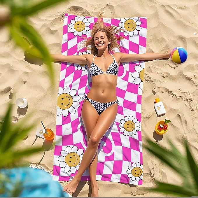 JML Personalized Beach Towel with Name, Custom Flower Beach Towel, Customized Microfiber Pool Towel, Quick Dry & Absorbent Swim Towel for Adult,Anniversary, Birthday, Summer Holiday,Vacation-StrideForce Fitness