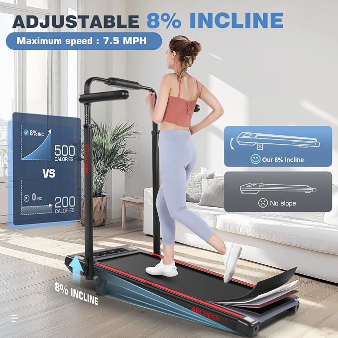 ANCHEER Walking Pad Treadmill with 12% Incline&Adjustable Height, 4 in 1 Under Desk Treadmills with Desk Workstation, Foldable Treadmill for Home 300lb,3 Type Control-StrideForce Fitness