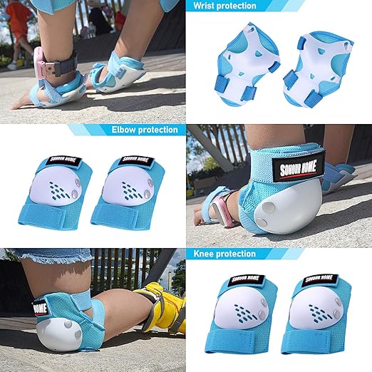 Youth/Kids Knee Pads Elbow Pads Wrist Guards Protective Gear Set for 3-15 Years Child Roller Skates, Skateboard, Cycling, Inline Skating, BMX Bike, Balance Bike, Scooter Riding and Other Outdoor Sports-StrideForce Fitness