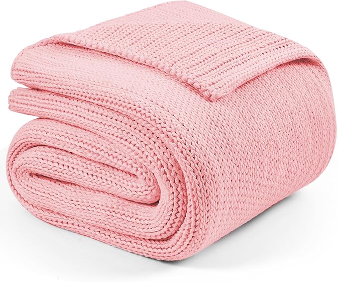 L'AGRATY Knitted Weighted Blanket - 48"x72" 15lbs Cooling Chunky Knit Heavy Blanket for Adults Braided Crochet Throw Thick Cable Yarn Knit Decorative No Beads Evenly Weighted Machine Washable-StrideForce Fitness