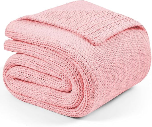L'AGRATY Knitted Weighted Blanket - 48"x72" 12lbs Cooling Chunky Knit Heavy Blanket for Adults Braided Crochet Throw Thick Cable Yarn Knit Decorative No Beads Evenly Weighted Machine Washable-StrideForce Fitness