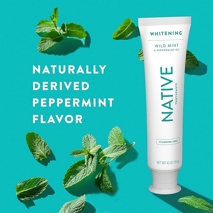 Native Whitening Wild Mint & Peppermint Oil Fluoride Free Toothpaste, 4.1 oz Pack of 3