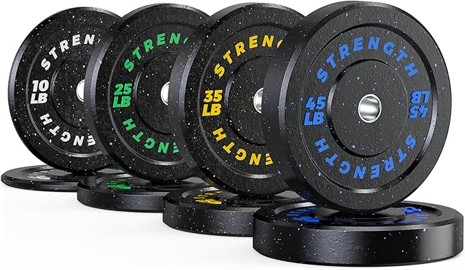 GIKPAL 2-Inch Bumper Plates High Bounce - Rubber Olympic Weight Plates Set for Home Gym, Barbell Plates for Weight Lifting Strength Training,-StrideForce Fitness