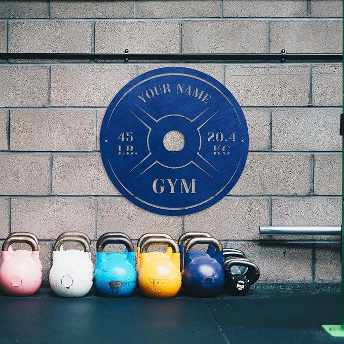 Personalized Home Gym LED Tin Metal Sign Multiple Sizes, Weight Lifting Exercise Workout Room Training Fitness Center Motivational Inspirational Quotes Decor Wall Art Hanging Accessories (07 w/o LED)-StrideForce Fitness