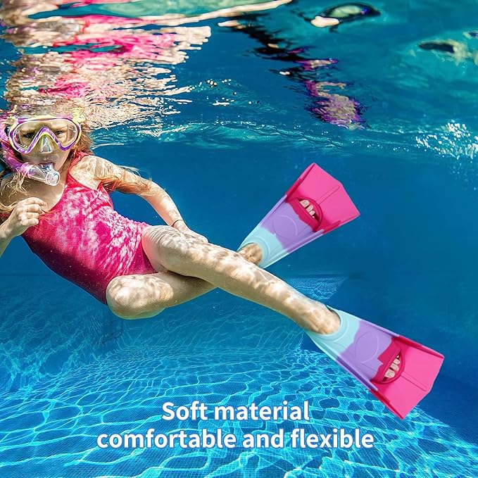 Kids Swim Fins,Short Comfortable Flippers for Lap Swimming and Training for Child,Girls,Boys,Beginners-StrideForce Fitness