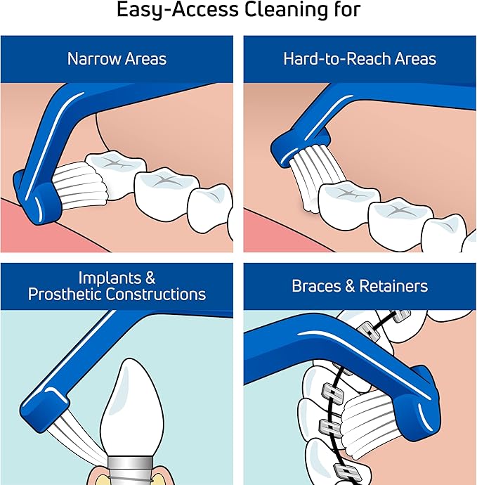TePe Universal Care Angled Soft-Bristle Toothbrush, Small-Head Orthodontic Toothbrush (Pack of 2)