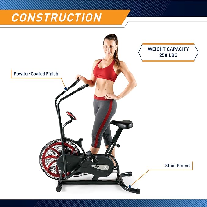 Marcy Air-Resistance Exercise Fan Bike With Dual Acction Handlebars-StrideForce Fitness