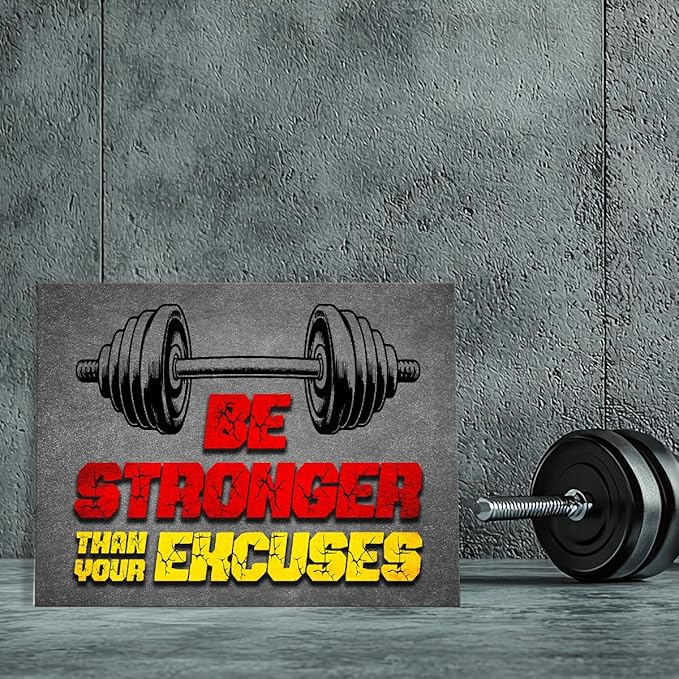 Gym Quotes Wall Art,Inspirational Workout Wall Decor,Be Stronger Than Your Excuses Canvas Wall Art for Home Gym Exercise Fitness Room-StrideForce Fitness