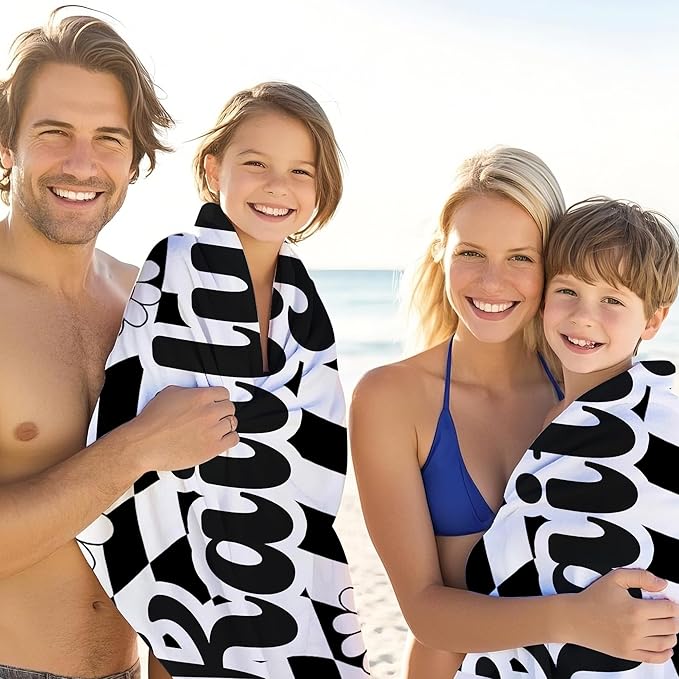 JML Personalized Beach Towel with Name, Custom Flower Beach Towel, Customized Microfiber Pool Towel, Quick Dry & Absorbent Swim Towel for Adult,Mother's Day, Birthday, Summer Holiday,Vacation-StrideForce Fitness