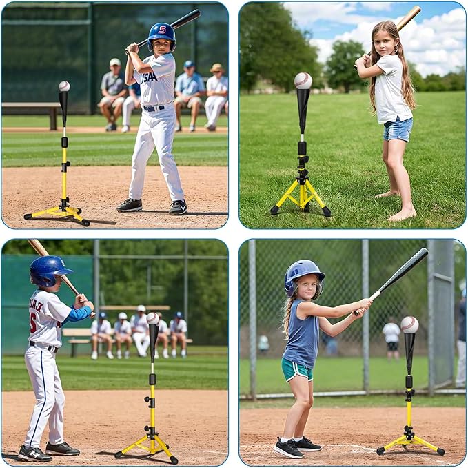 Baseball Tee for Kids,Batting Tee,Softball Tee,Youth Hitting Tee,Teeball Tee,Travel Tee,Easy Adjustable Height-StrideForce Fitness