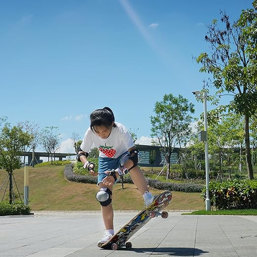 Youth/Kids Knee Pads Elbow Pads Wrist Guards Protective Gear Set for 3-15 Years Child Roller Skates, Skateboard, Cycling, Inline Skating, BMX Bike, Balance Bike, Scooter Riding and Other Outdoor Sports-StrideForce Fitness