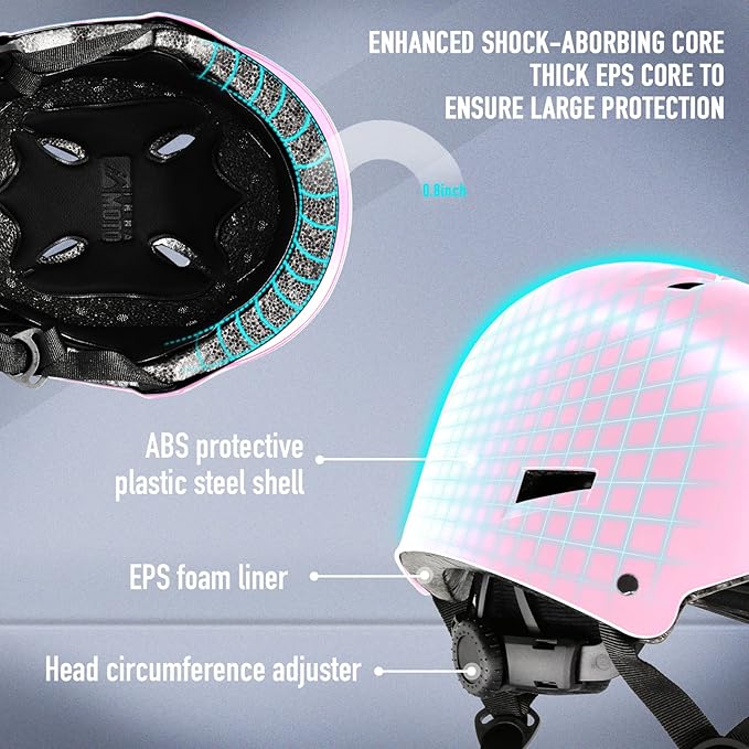 Skateboard Helmet for Adults - Adjustable Certified Safety Adults Helmet for Skateboarding Bike Bicycle Scooter Cycling Skate Skating Multisport Helmets for Women Men Boys Girls Kids Youth-StrideForce Fitness