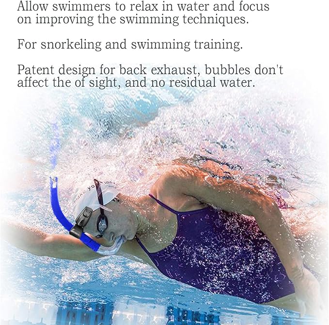 Panzexin Swim Snorkel, One-Way Purge Valve Swimmers Snorkel for Lap Swimming Training Snorkeling, Front Mounted Training Gear with Comfortable Silicone Mouthpiece-StrideForce Fitness