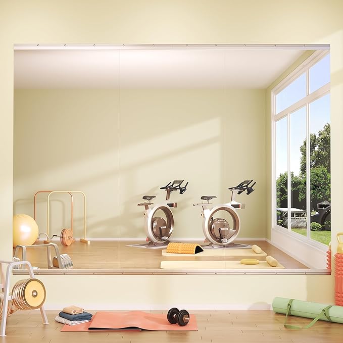 Hasipu Home Gym Mirror 48" L x 24" W - 3PCS Large Full Body Mirror for Yoga, Wall-Mounted Mirrors for Fitness, Garage, Dance Studio, 0.16in Tempered Glass Frameless-StrideForce Fitness