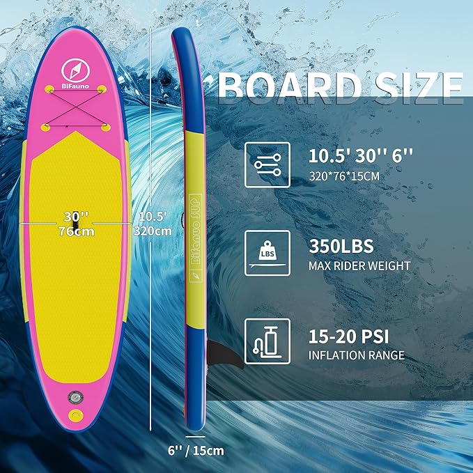 Inflatable Stand Up Paddle Board with SUP Accessories & Backpack. Paddle Boards for Adults. Non-Slip Deck, Wide Stance, Bottom Fin, Double Action Pump.-StrideForce Fitness