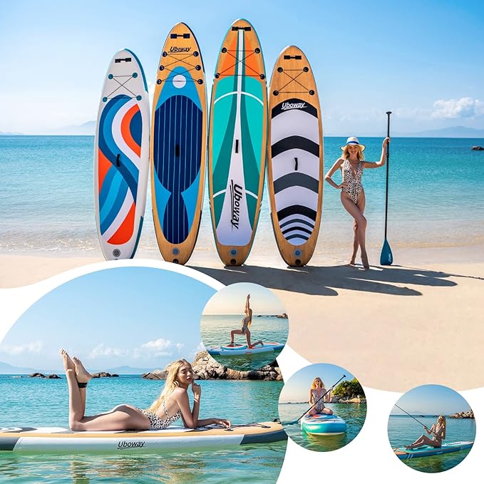 Inflatable Stand Up Paddle Board: Uboway Inflatable Kayak Paddle Board with Premium SUP Accessories, Non-Slip Comfort Deck with Backpack, Bonus Dry Bag & Hand Pump, Sup Board for Yoga Fishing Surf-StrideForce Fitness