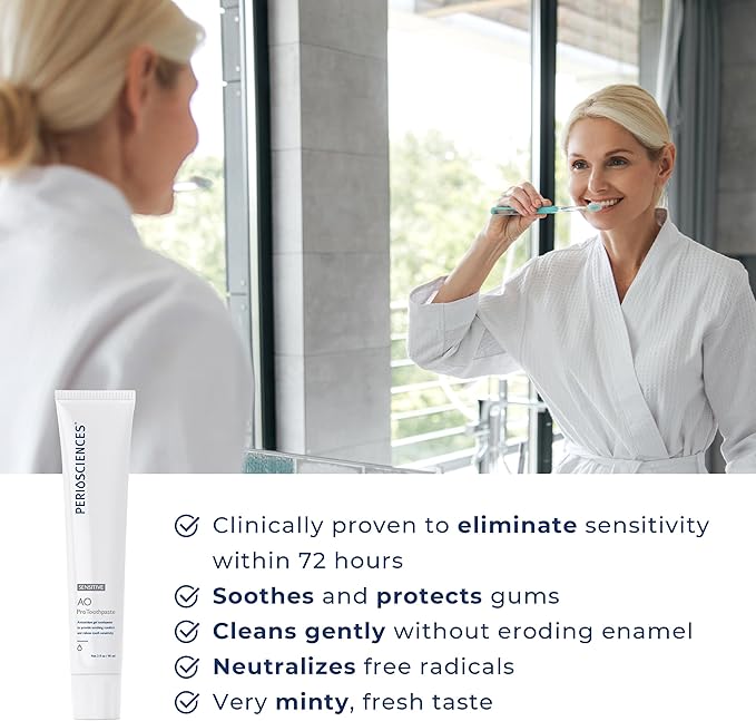 PerioSciences AO Pro Sensitive Toothpaste with Nano Hydroxyapatite, Reduces Sensitivity, Remineralizing, 3 fl oz / 90ml