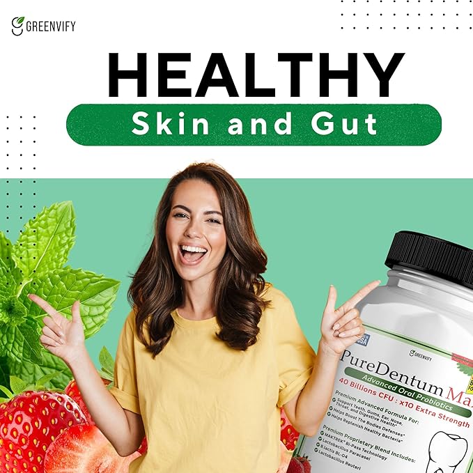 Puredentum Max for Gums and Teeth Health & Fresh Breath - 40 Billion CFU Advanced Oral Probiotics for Mouth Bad Breath, Capsule Supplement (15)