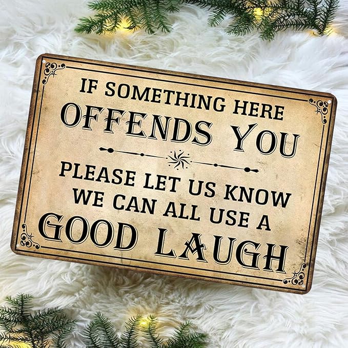 Bar Sign Man Cave Decor - Vintage Garage Metal Tin Signs for Men Funny If Something Here Offends You Poster Wall Art, Sports Bars Outdoor Accessories Decorations 8x12 Inch-StrideForce Fitness