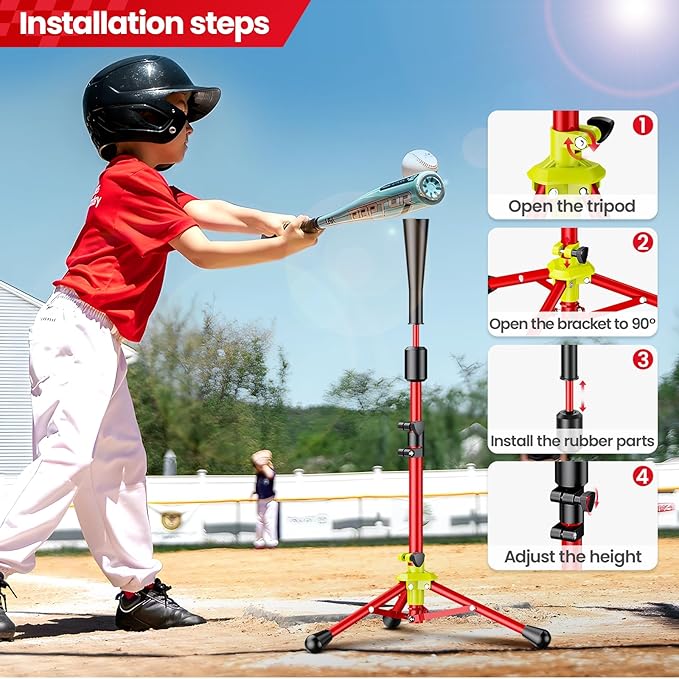 2025 New Upgrade Portable Batting Tee for Baseball/Softball,23.23 to 40.16 Inch Baseball Tee for Kids,Batting Tee,Softball Tee,Youth Hitting Tee,Teeball Tee,Travel Tee,Easy Adjustable Height-StrideForce Fitness
