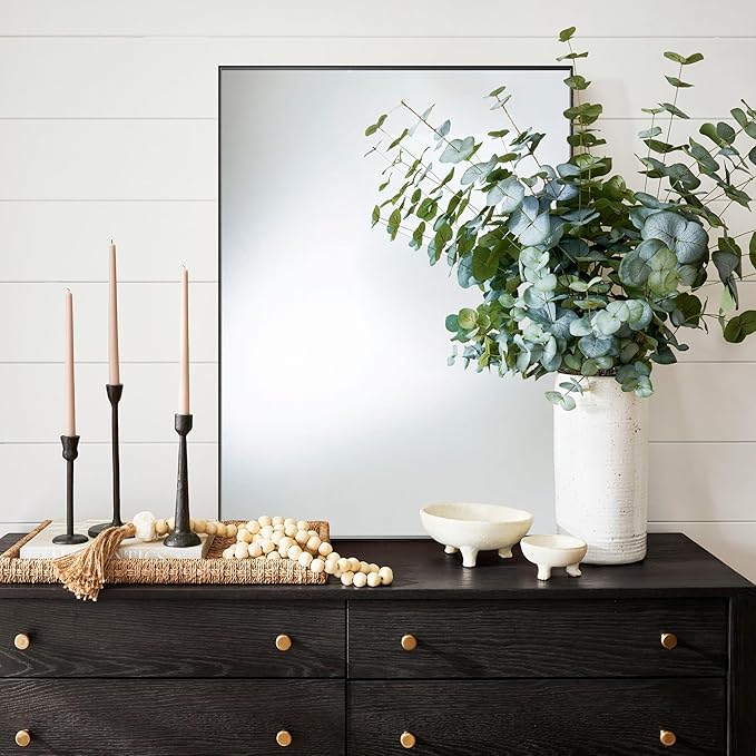 27x36 Inch Black Bathroom Mirror for Wall, Aluminum Frame Rectangle Rectangular Vanity Mirror, Modern Large for Bedroom, Living Room, Horizontal or Vertical-StrideForce Fitness