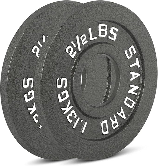 Cast Iron Olympic Weight Plates – Free Weights with 2-inch Hole & Anti-Rust Hammertone Finish - Ideal for Strength Training, Crossfit Equipment & Home Gym Set – Sold in Pairs - 2.5LB–45LB-StrideForce Fitness