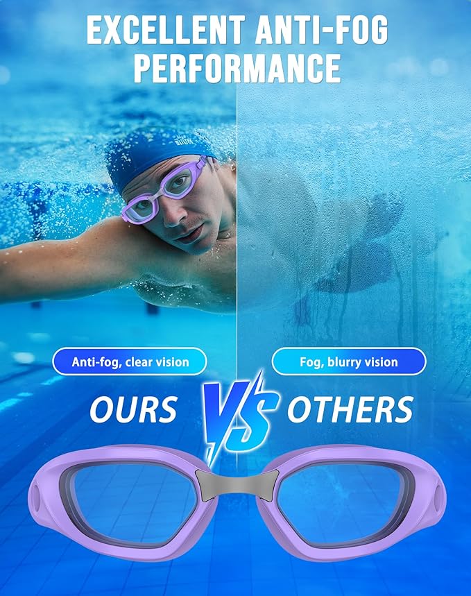 Swim Goggles, Unisex Adult Swimming Goggles Anti Fog Anti UV No Leakage Wide View for Men Women Youth-StrideForce Fitness