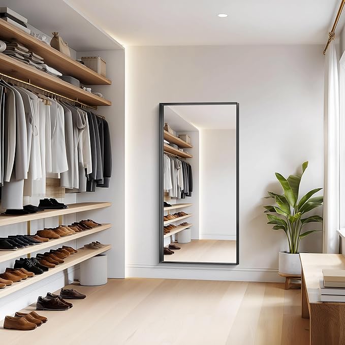 Black Bathroom Mirror, 30x60 Inch Rectangular Deep Frame Mirror, Large Wall Mounted Bathroom Vanity Mirror Over Sink for Bedroom,Restroom, Living Room, Hangs Vertically or Horizontally-StrideForce Fitness