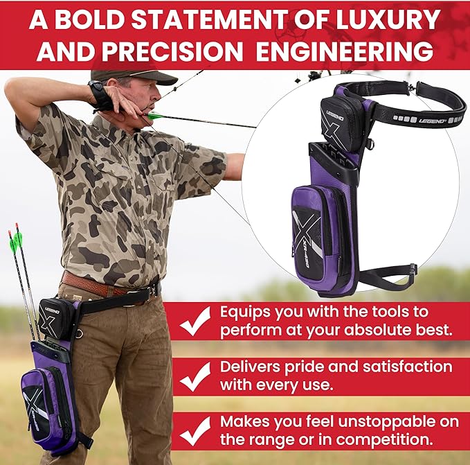 Legend XR430 Premium Field Quiver for Arrows - Right-Handed Hip Arrow Quiver with Removable Release Pocket, Durable Archery Quiver with Tools & Accessories Compartment, Arrow Holder-StrideForce Fitness
