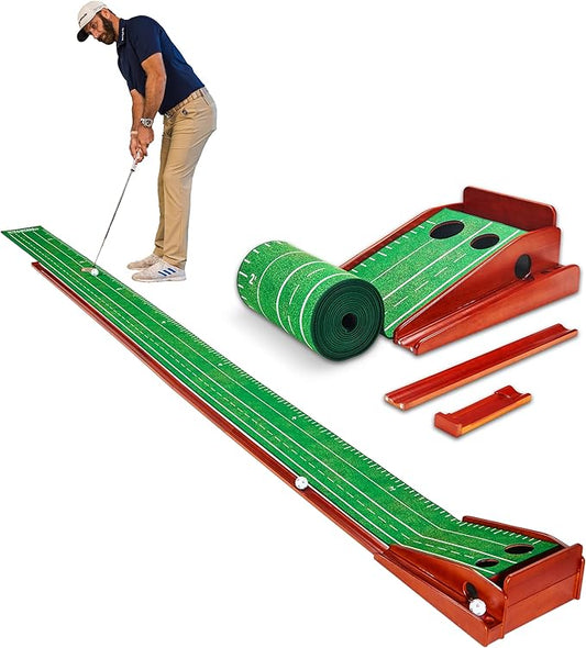 Perfect Practice Golf Putting Mat - Portable Putting Green, Indoor & Outdoor Practice, with Ball Return - Golf Training Aid for Home, Office, Backyard - Golfing Gifts for Men-StrideForce Fitness