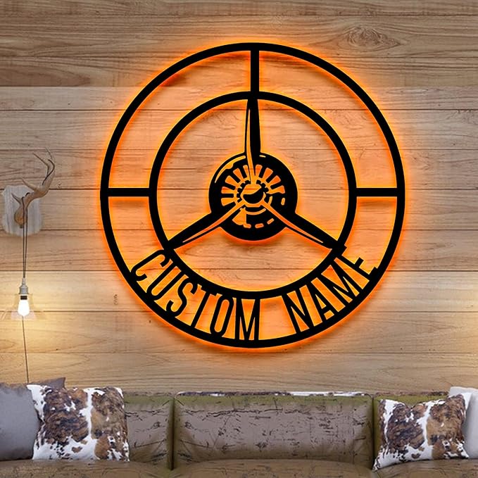 Personalized Pilot Metal Sign, LED Light Pilot Metal Wall Art, Custom Pilot Name Sign, Christmas Gift, Decoration Airforce, Xmas Gifts-StrideForce Fitness