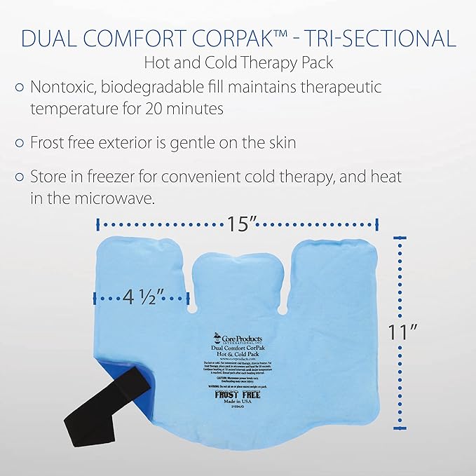 Core Products Dual Comfort CorPak - Reusable hot/Cold Pack for Knee, Back, Shoulder, or Ankle Pain; Use hot or Cold; Made in USA - Size: 11" x 15"-StrideForce Fitness