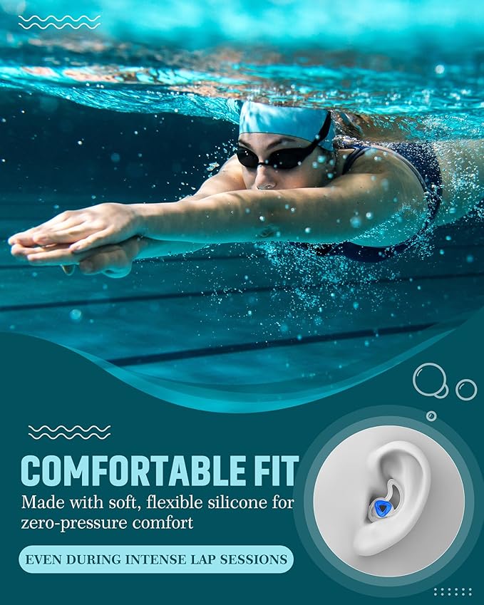 Hearprotek [2 Pairs] Swimmer Ear Plugs,Custom-fit Water Protection Adult Swimming earplugs for Swimmers Pool Shower Bathing and Other Water Sports-StrideForce Fitness