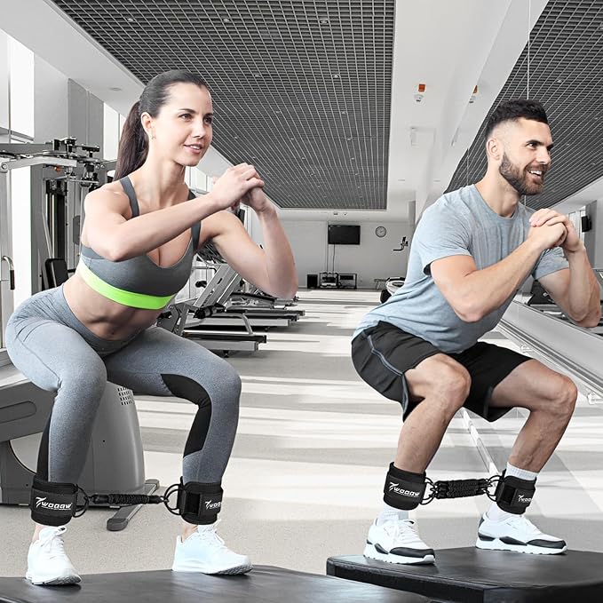 Ankle Resistance Bands with Cuffs, Ankle Bands for Working Out, Glutes Workout Equipment, Butt Exercise Equipment for Kickbacks Hip Fitness Training, Legs Resistance Bands for Women & Men