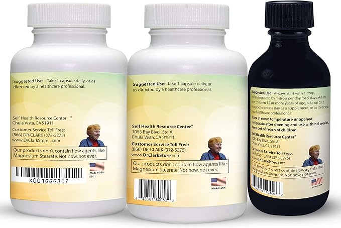 Dr. Clark Store Intestine Support & Cleanse Kit - with Original Green Tincture from Black Walnut Hulls, Wormwood, and Cloves-Helps Maintain Optimum Intestinal Function - Vegetarian Capsules-StrideForce Fitness