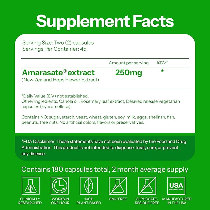 Calorie Control Supplement 6X Natural GLP-1 Activator, Official & Patented Amarasate Formula, Plant Based GLP1 Supplement, Manages Appetite, Hunger & Cravings, 1 Month Average Supply, 180 Count-StrideForce Fitness