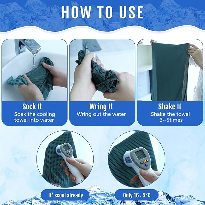 Hosuly 30 Pack Cooling Towels, 40"x12" Ice Breathable Soft Chilly Sweat Rag Microfiber Workout Rags for Gym Cooling Towels for Neck and Face for Yoga Golf Sport Running-StrideForce Fitness