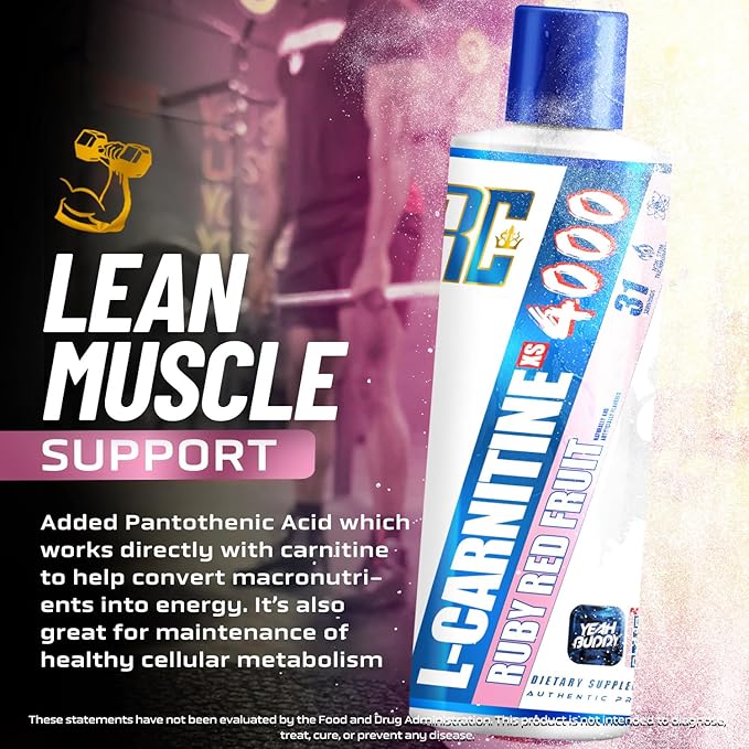 Ronnie Coleman Signature Series L Carnitine XS 4000 Liquid, Stimulant Free, Sugar Free, Zero Carbs, Lean Muscle Strength Support for Men & Women, 16 Oz (16 oz, Ruby Red Fruit (4000))-StrideForce Fitness