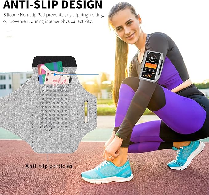 Running Armband with Earphone Bag Cell Phone Armband for iPhone 16 15 Pro 14 Plus 13 11 XR XS, Galaxy S24/S10 Water Resistant Sports Phone Holder Case & Zipper Slot Car Key Holder for 6.7 inch Phone-StrideForce Fitness