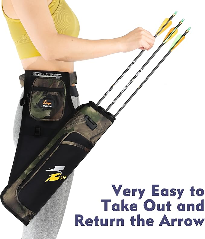 SUNYA Archery Hip Quiver for Arrows. Includes 3 Tubes Arrow Holder, Accessories Pockets and Waist Belt. Fit for Compound and Recurve Bow Practice.-StrideForce Fitness