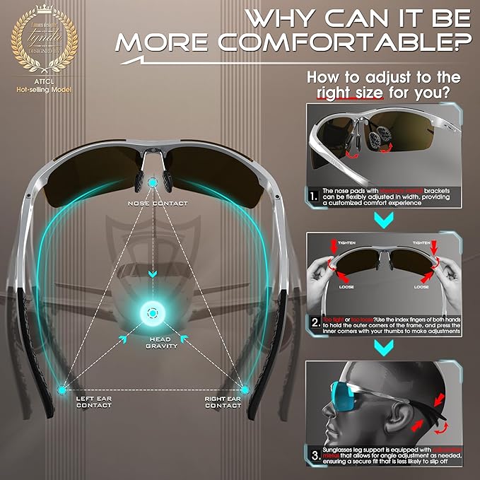 ATTCL Men's Sports Polarized Sunglasses Men for Driving running Fishing Golf - UV Protection Sun glasses Metal Frame-StrideForce Fitness