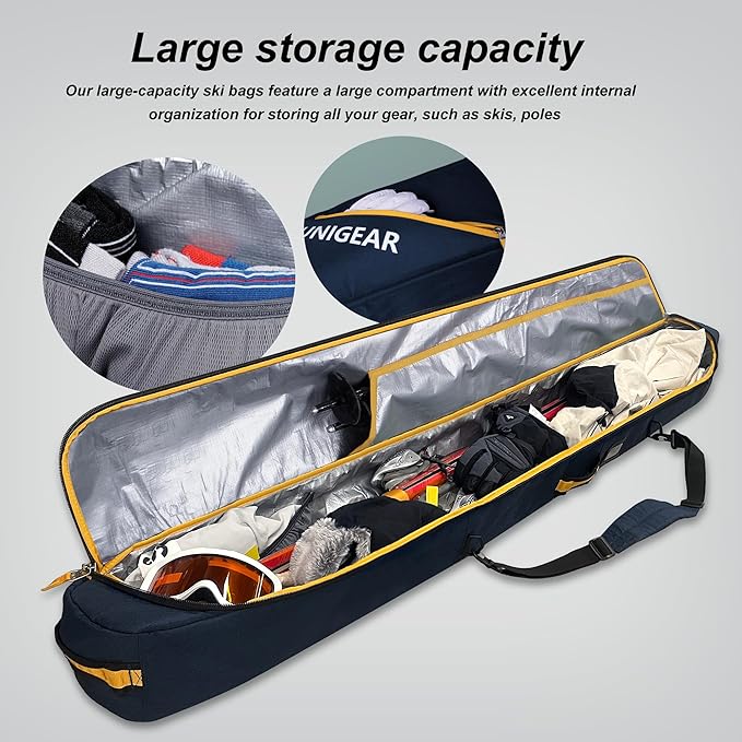 Unigear Ski Bag for Air Travel, 360° Fully Padded Protection, Water-Resistant and Durable up to 192cm for Snow Air Travel Transport-StrideForce Fitness