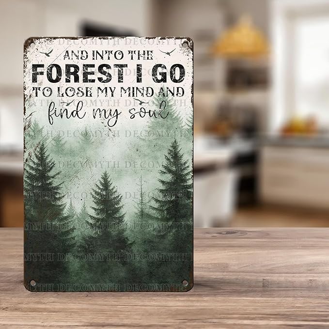 Vintage Sign And Into The Forest I Go to Lose My Mind and Find My Soul Hiking Girl Retro Metal Tin Sign for Home Coffee Wall Decor 12 * 8inch-StrideForce Fitness
